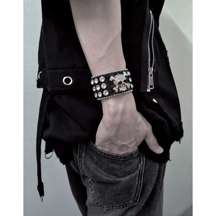 NOVESSELスカルPUレザーブレスレット 全1色 合成皮革 | ililil | 詳細画像3 