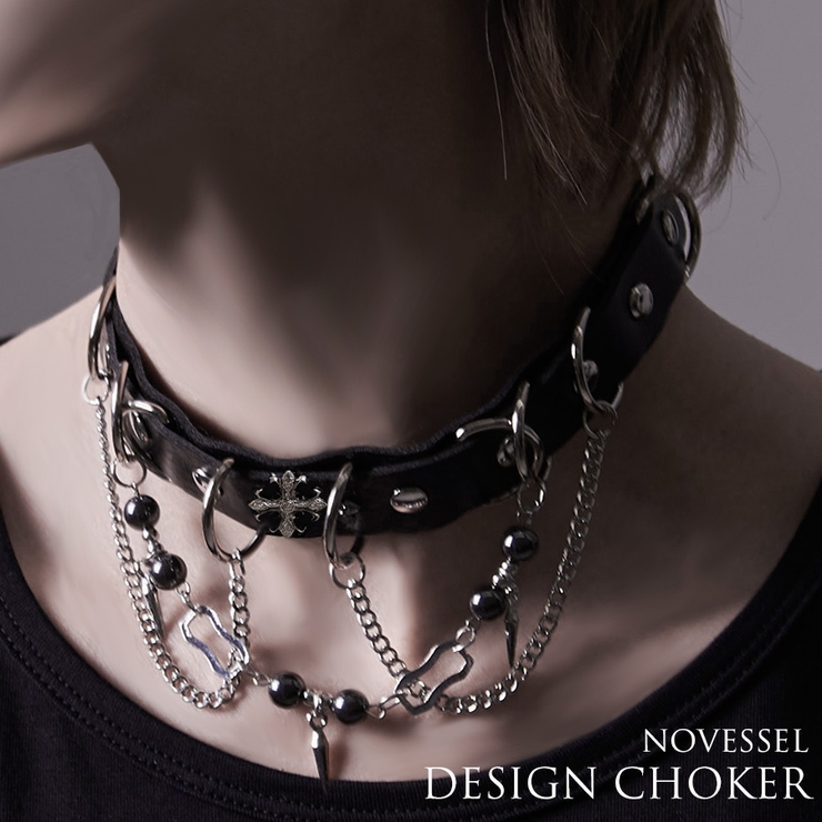 NOVESSELDカンクロスチェーンチョーカー 全1色 ブラック[品番