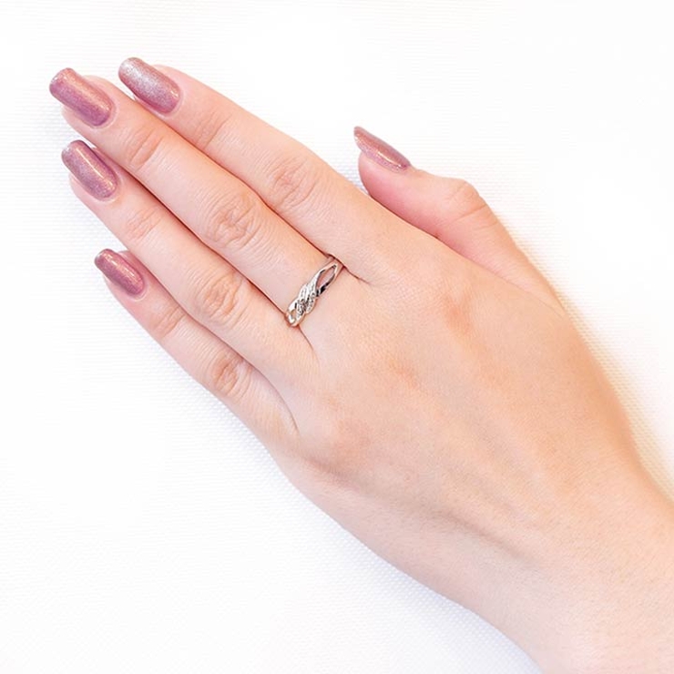 アクセサリー レディースダブルツイストダイヤモンドリングシルバー レディース | Dazzy | 詳細画像3 