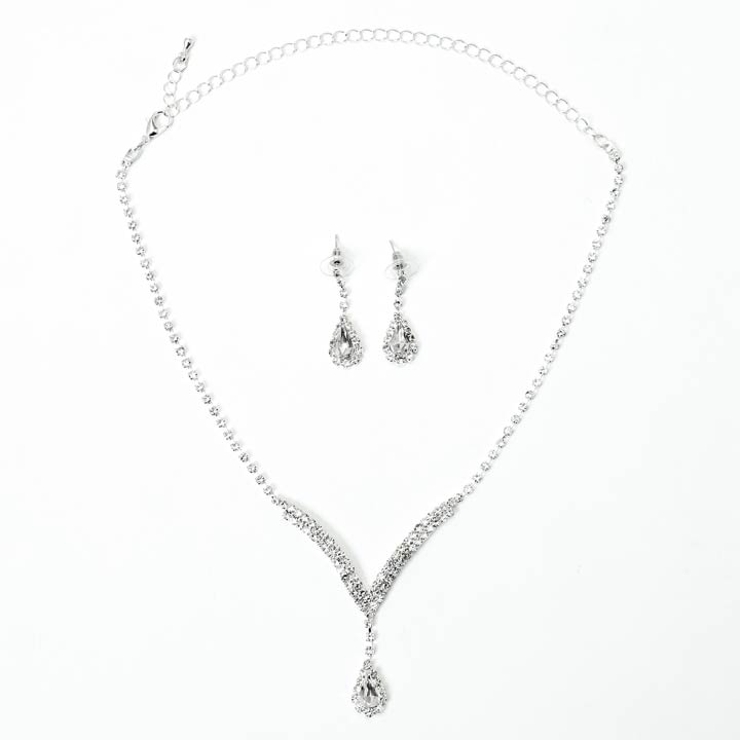 デイジーストアアクセサリーレディースドロップビジューシャイニーネックレス&ピアスセット|レディースアクセサリージュエリーパーティーゴージャス結婚式二次会ウェディング派手かわいいおしゃれ女性大人プレゼントギフト彼女