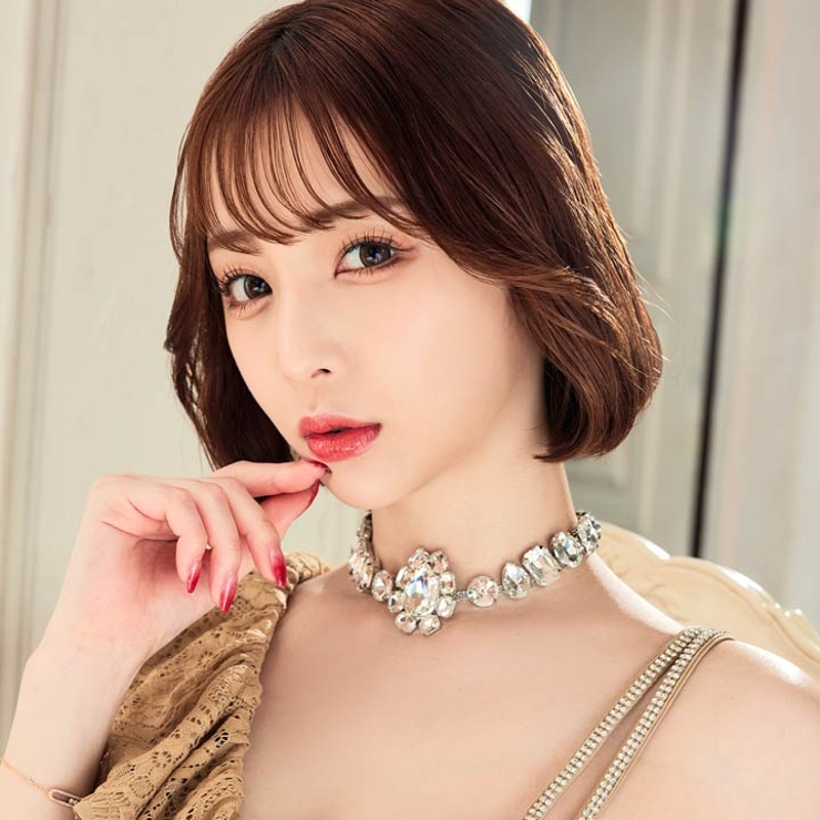 アクセサリー レディース リュクス シルバー ビジュー ネックレス