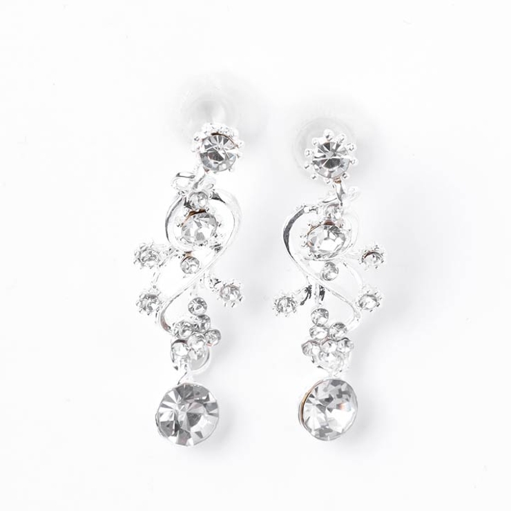 [2点SET] カーブラインビジューネックレス＆ピアスセット | Dazzy | 詳細画像4 