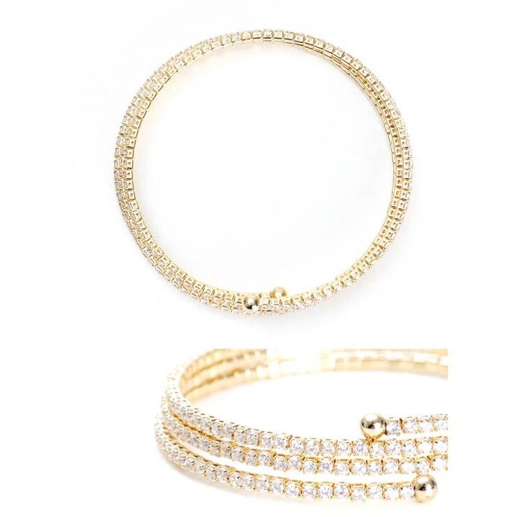 エレガント 3連 ラインストーン ブレスレット | Dazzy | 詳細画像5 