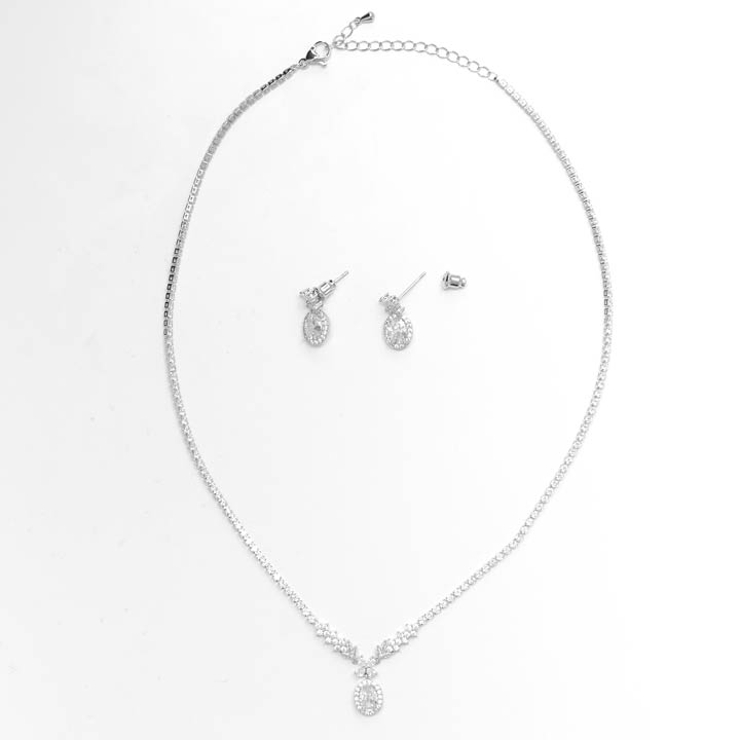 [2点SET]オーバルカットビジューネックレス＆ピアスセット[店内アクセ] | Dazzy | 詳細画像2 