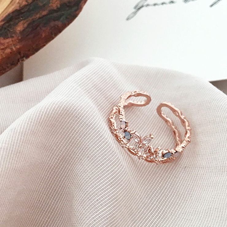 2連デザインリング 花 パステルストーン 指輪 驚きの値段 リング 適切な価格 ゴールド
