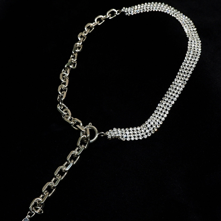 link】アシンメトリーチェーンチョーカーネックレス silver – h