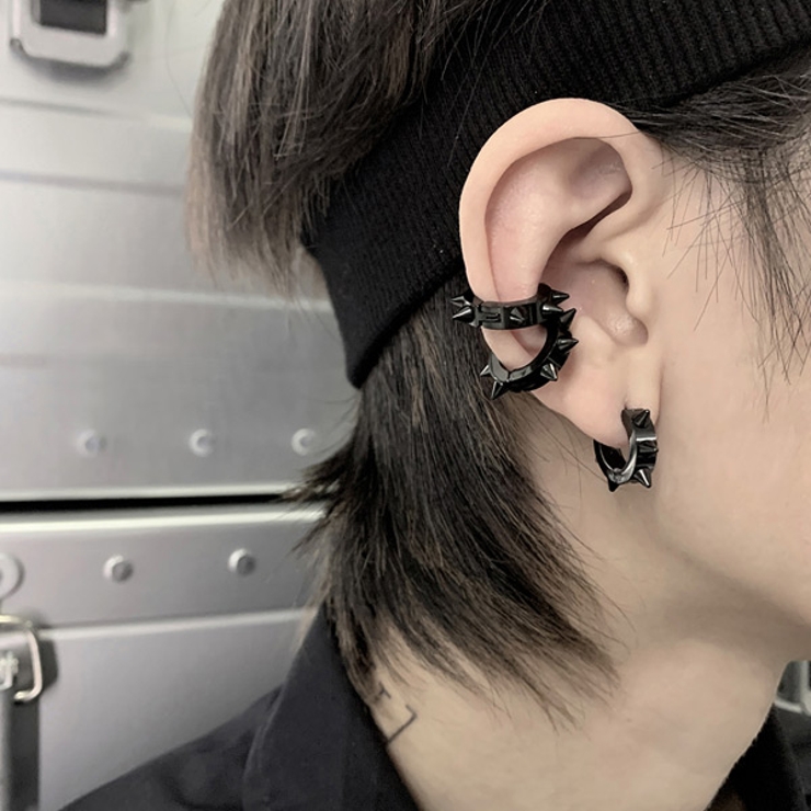 夏セール☆Dextera フープピアス ブラック Dextera フープピアス, 小, ブラック, ルテニウム・プレー
