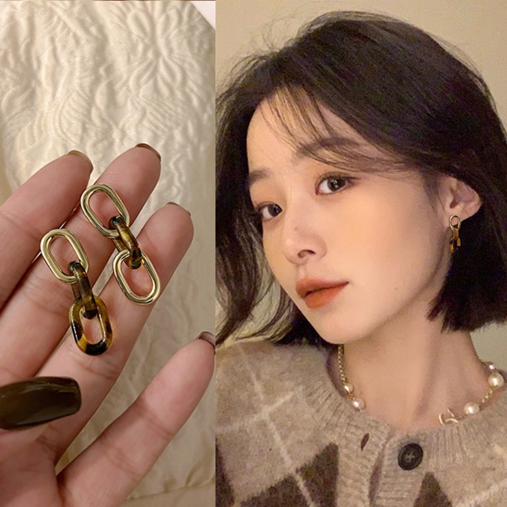 ピアス チェーンピアス べっ甲カラー | Decorative  | 詳細画像1 