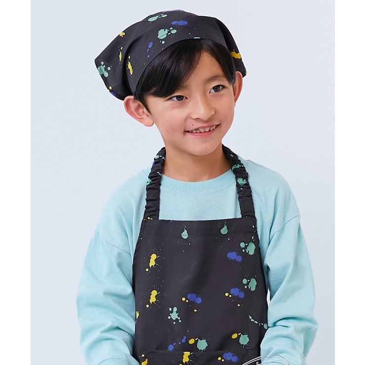 006-ペンキ-ブラック | 速乾 シワになりにくい ゴム付き三角巾 | devirock