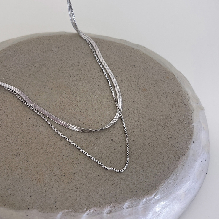 ダブルレイヤーチェーンネックレス ２連 スネークチェーン | インナーショップDiamondHearts  | 詳細画像9 