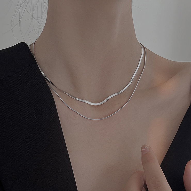 【メーカー直売】 2連スネークチェーンネックレス シルバー ゴールド[品番 アクセサリー