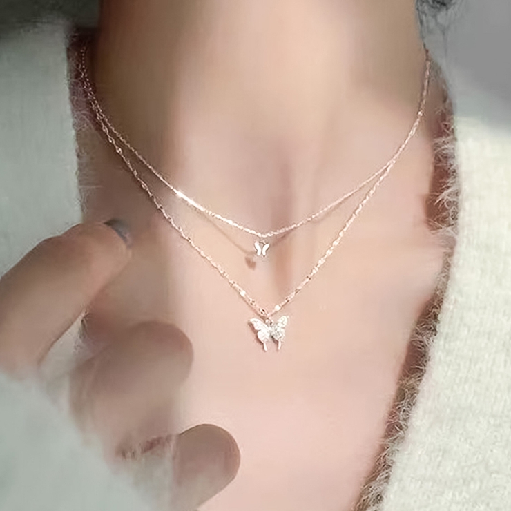 ダブルバタフライネックレス バタフライ 蝶々[品番：DMHU0003727