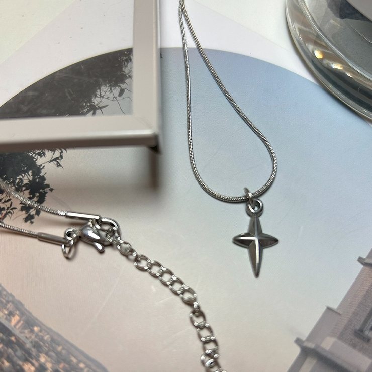 クロススターネックレス  星 シルバー シンプル 韓国 韓国ファッション | インナーショップDiamondHearts  | 詳細画像9 