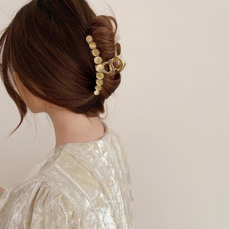 シェルデザインバンスクリップ 丸っぽい形 ヘアアクセ[品番