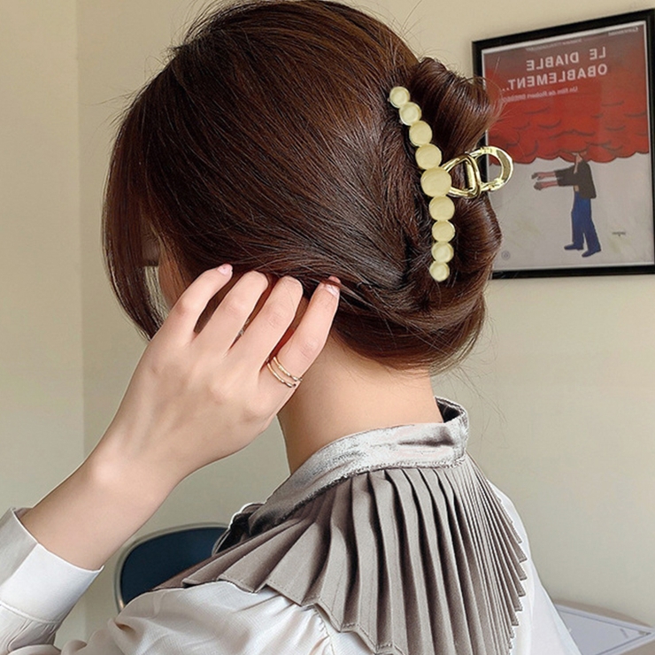 シェルデザインバンスクリップ 丸っぽい形 ヘアアクセ[品番