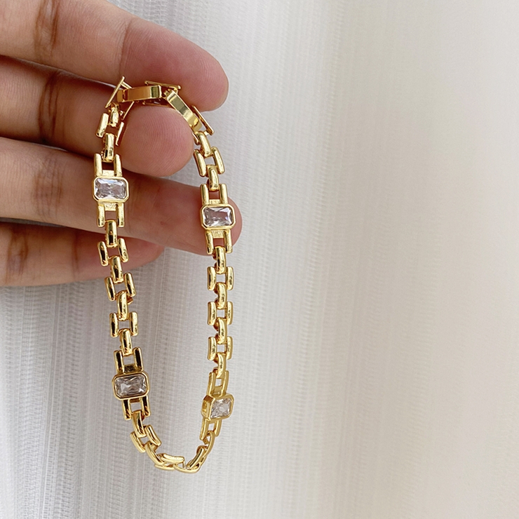 スクエアチェーンビジューブレスレット | Doux Belle  | 詳細画像2 