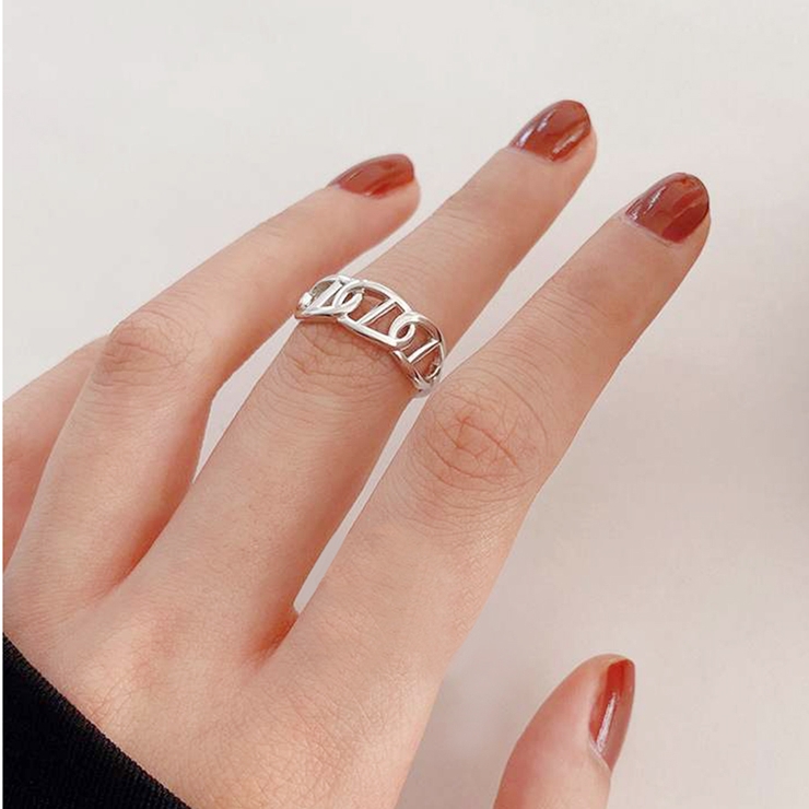 チェーン付きシルバーリング バイク チェーン ギミック リング シルバー アクセサリー 指輪