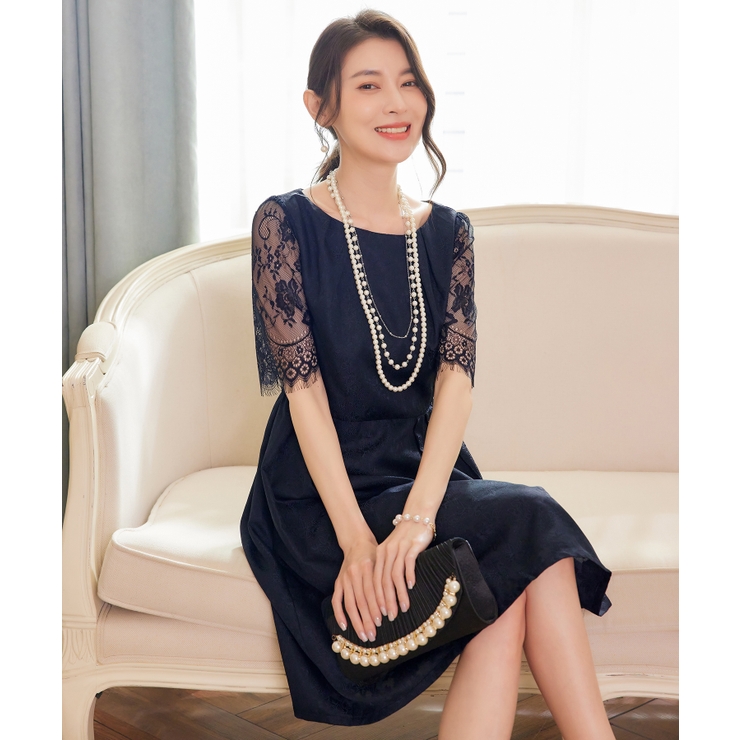 お呼ばれ ドレス × パール ネックレス ニアナ niana パールチャームビジューネックレス 結婚式