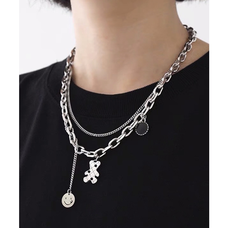 2連チェーンネックレス かっこいい かわいい[品番:DSSW0002846 2連チェーンネックレス かっこいい かわいい[品番:DSSW0002846