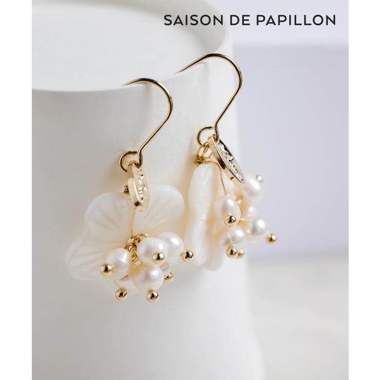 バロックパールフラワーモチーフピアス | SAISON DE PAPILLON  | 詳細画像1 