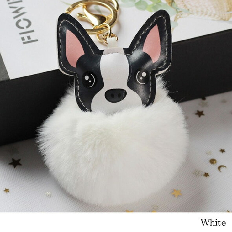 ファーバッグチャーム キーホルダー ドッグモチーフ ボストン