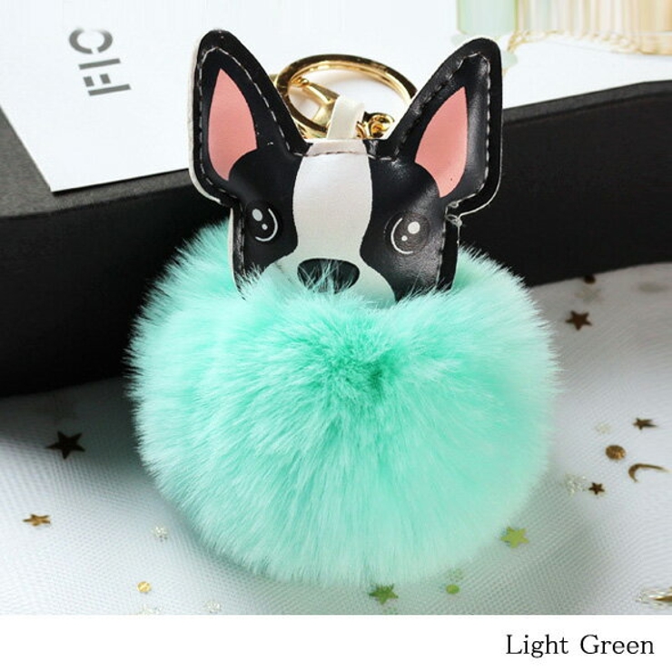 ファーバッグチャーム キーホルダー ドッグモチーフ ボストン