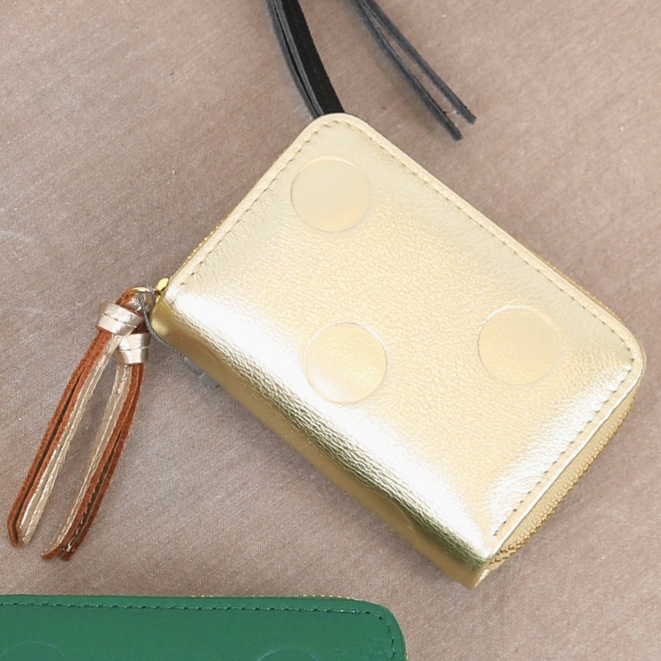 ゴールド | ペルケ perche / ドット型押し・ジャバラカードキーケース | UNBILLION