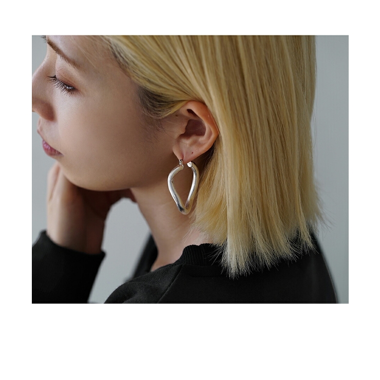 フープピアス レディース ツイストフープピアス シルバー925