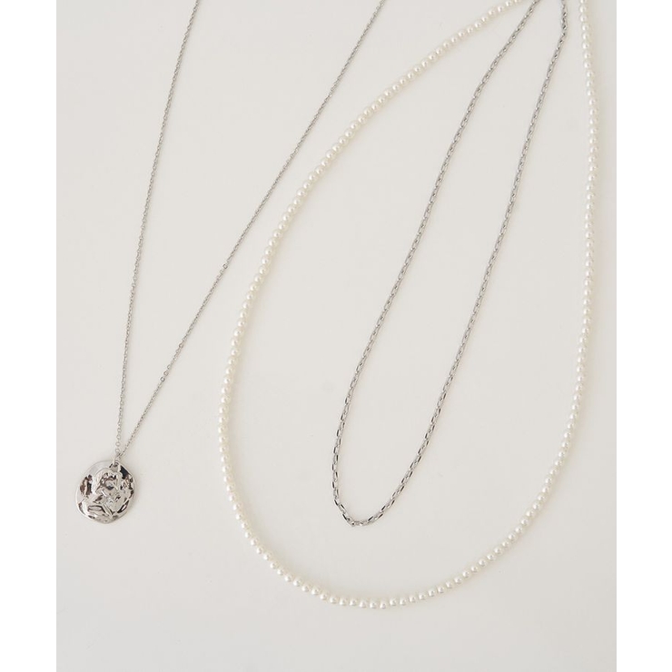 シルバー | SET2点パールチェーンネックレス+コインモチーフネックレス | earth music&ecology 