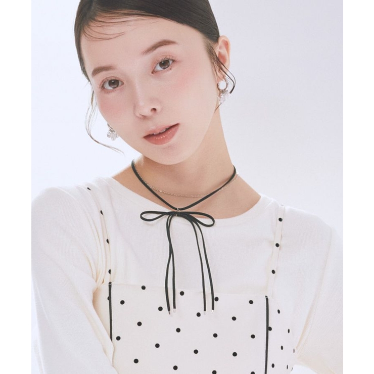 ブラック | スエードライクリボンネックレス | earth music&ecology 