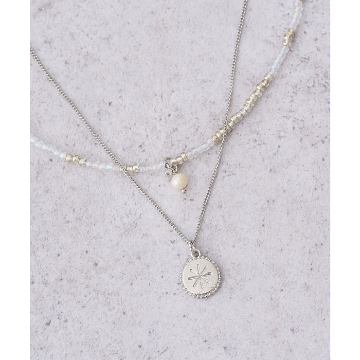 シルバー | 2SETビーズ&プレートネックレス | earth music&ecology 