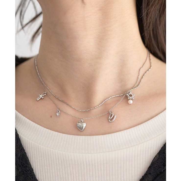 シルバー | レター2連ネックレス | earth music&ecology 