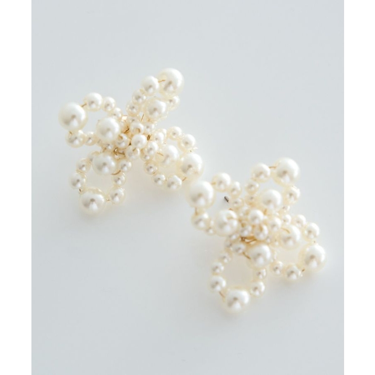 アイボリー | パールフラワーピアス | earth music&ecology 