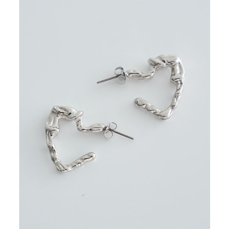 シルバー | メタリックハートフープピアス | earth music&ecology 