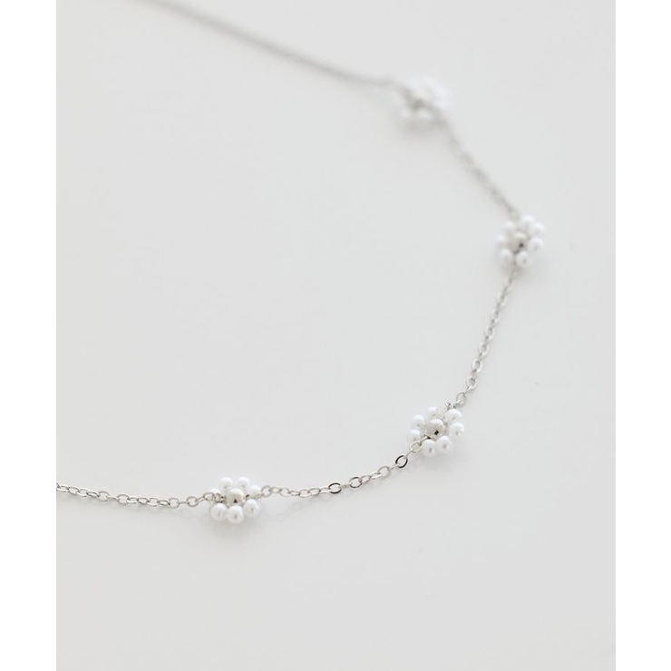 シルバー | ビーズフラワーネックレス | earth music&ecology 