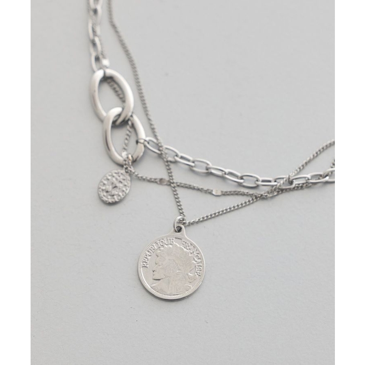 【ステンレス】コインモチーフ3連ネックレス | earth music&ecology  | 詳細画像2 