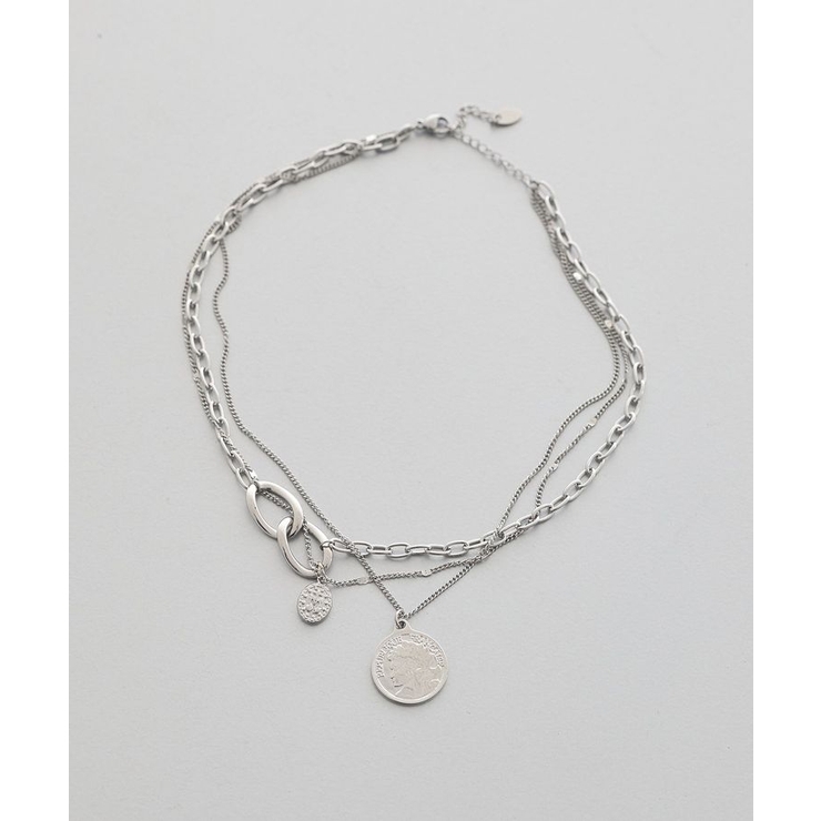 シルバー | 【ステンレス】コインモチーフ3連ネックレス | earth music&ecology 