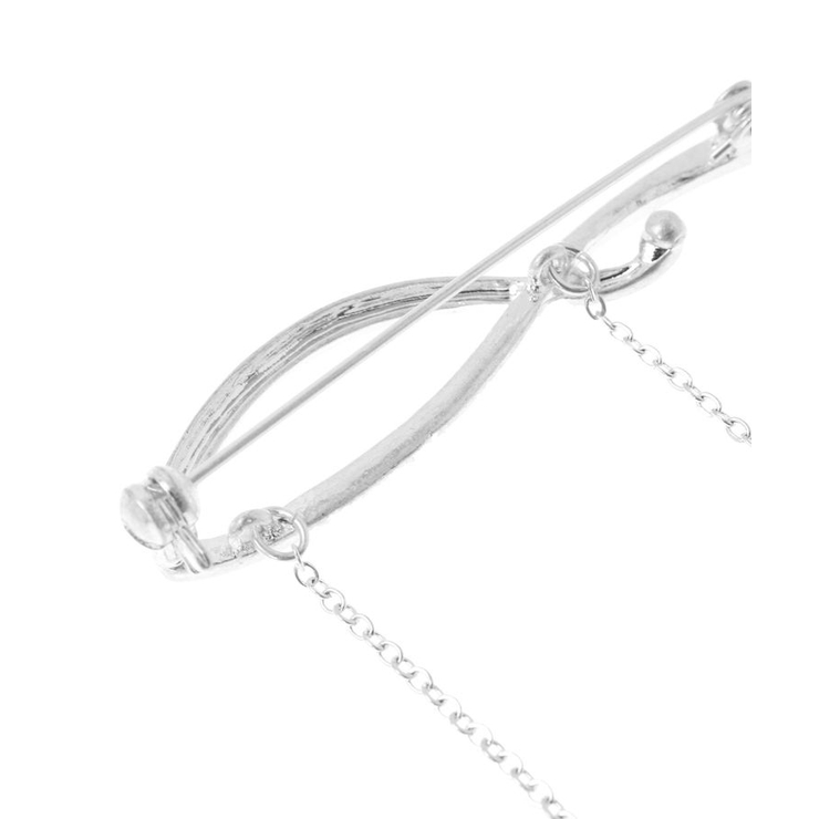 BPN　チェーン付きダブルブローチ 送料無料 エンブレム風 チェーン ブローチ パール キラキラ