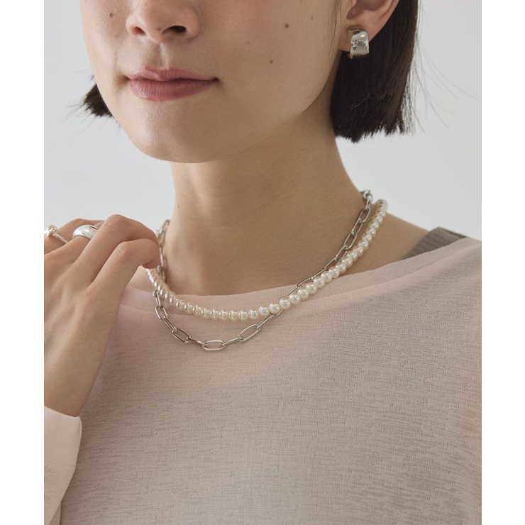 シルバー | 【2点SET】パール＋チェーンネックレス | AMERICAN HOLIC
