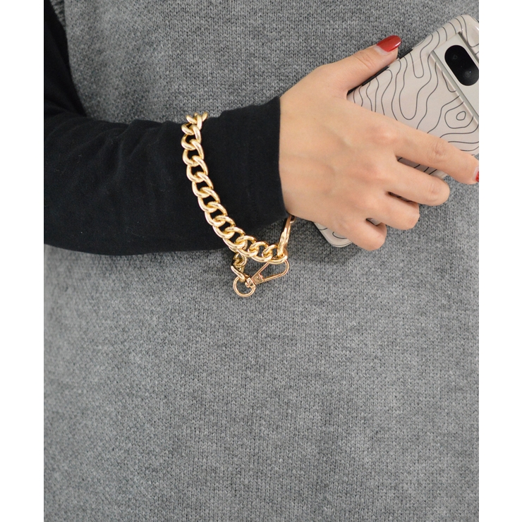 ゴールド | Metal Big Curve Chain Wrist Strap | earyear
