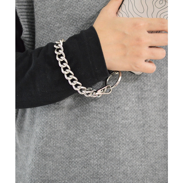 シルバー | Metal Big Curve Chain Wrist Strap | earyear