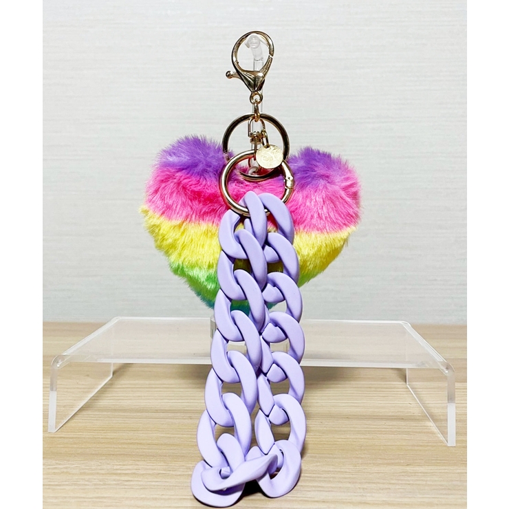 ライトパープル | Rainbow Heart Charm & Chain Wrist Strap | earyear