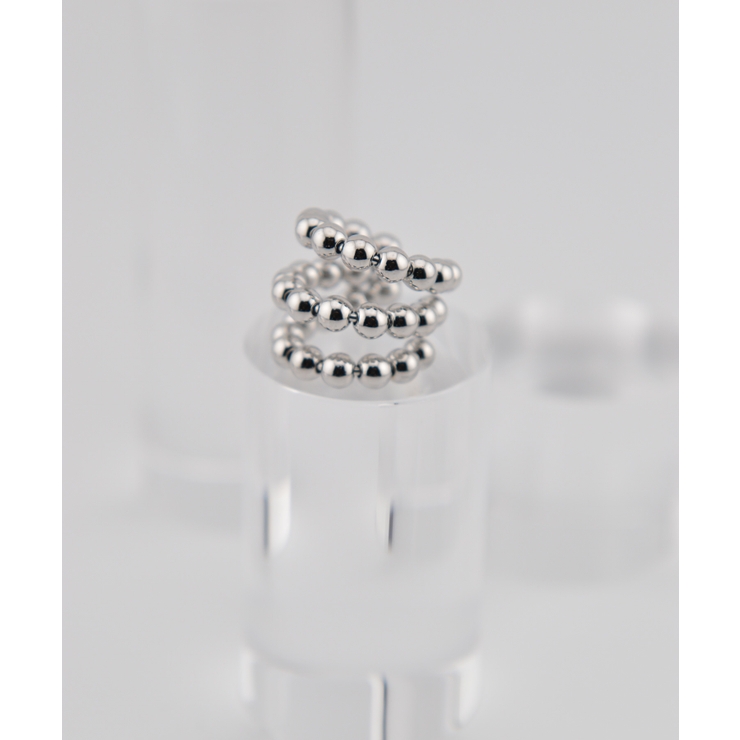 ボール3ライン-シルバー | デザインフープ片耳イヤーカフ（ボリュームデザイン） | earyear