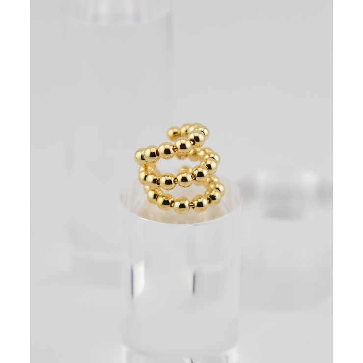 ボール3ライン-ゴールド | デザインフープ片耳イヤーカフ（ボリュームデザイン） | earyear