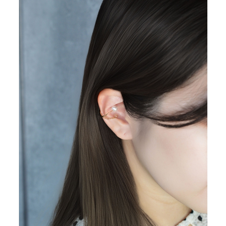 Double Curve Pearl & Metal Spiral イヤーカフ | earyear | 詳細画像10 