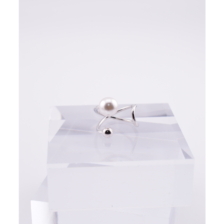 Double Curve Pearl & Metal Spiral イヤーカフ | earyear | 詳細画像4 