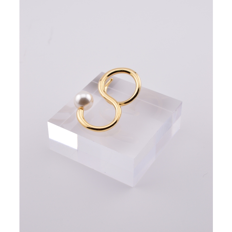 Wave Pearl Design Double Finger Ring | earyear | 詳細画像4 