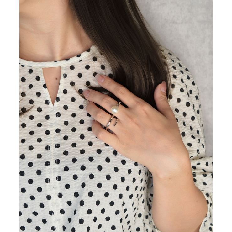 Wave Pearl Design Double Finger Ring | earyear | 詳細画像8 