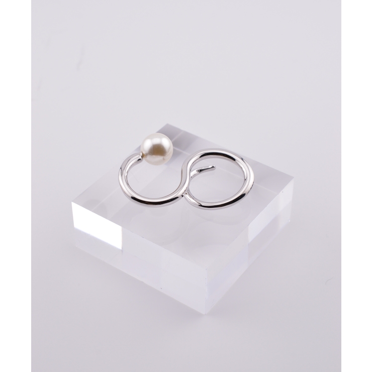 シルバー | Wave Pearl Design Double Finger Ring | earyear