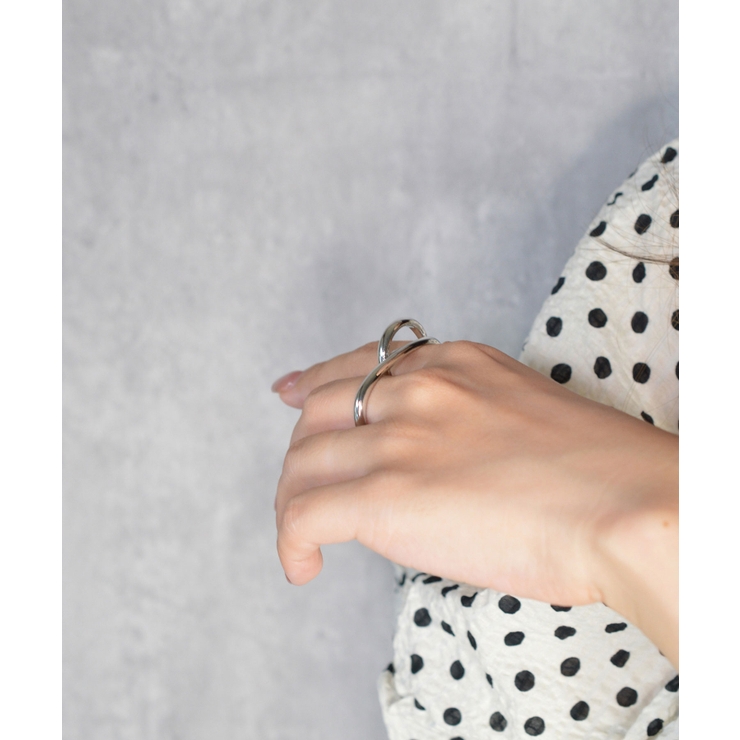 Luna Wave Double Finger Ring | earyear | 詳細画像3 